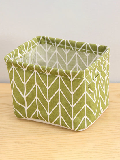 1PC Cotton and Hemp Storage Basket with Handheld Printed Tabletop, Miscellaneous Sorting Cabinet, Small Clothing, Fabric Storage