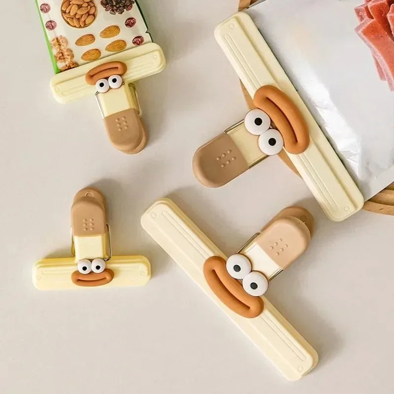 3pcs Creative Face Bag Sealing Clip Food Snack Clip Kitchen Tools Decorative Small Clip Refrigerator Plastic Food Bag Storage