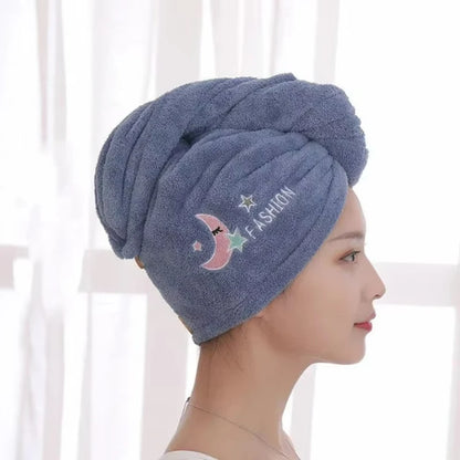 Dry Hair Towel Embroidered Coral Velvet Ladies Microfiber Soft Shower Cap Head Wrap Absorbent Fast Dry Ladies Head Towel