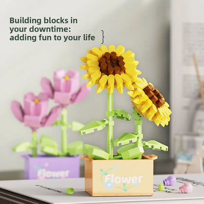 Flower Bouquet Mini Particle Building Blocks Flower Kit 3D DIY Creative Plants Micro Bricks for Home Decor Girl Gift Adults Kids
