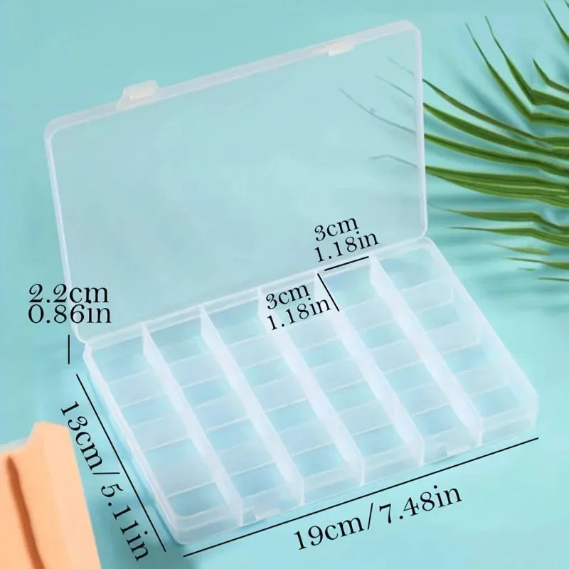 Plastic Storage Box Case Slot Pills Jewelry Beads Earring Case Organizer 24 grids Jewlery Box Large Capacity Square Transparent