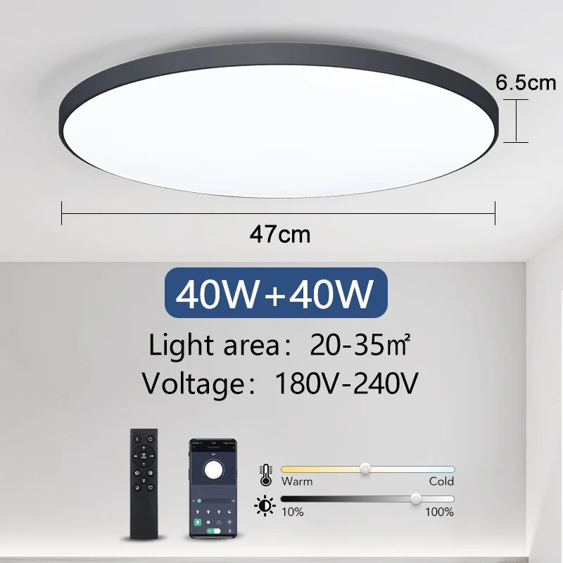 MARPOU Big Size Smart ceiling lamp led lamp for bedroom 80W ceiling lights with Remote control Dimmable led lights for room