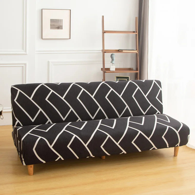 Printed Sofa Bed Cover Stretch Armless Sofa Cover Spandex Dust-Proof Furniture Protector For Bedroom, Hotel, and Home Decor
