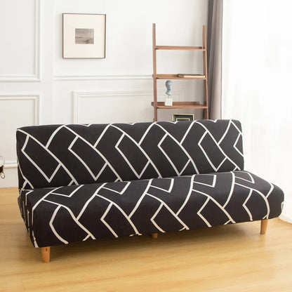 Printed Sofa Bed Cover Stretch Armless Sofa Cover Spandex Dust-Proof Furniture Protector For Bedroom, Hotel, and Home Decor