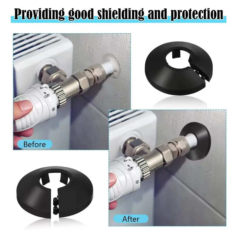 4PCS 15mm Radiator Pipe Collars Cover Triangle Valve Plastic Decorative Cover Round Snap Type Faucet Plumbing Pipe Cover