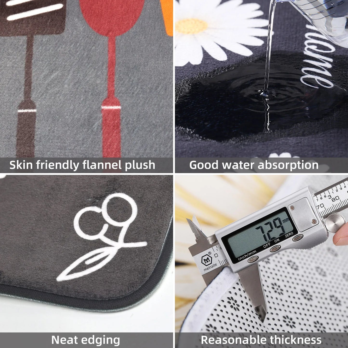 multiusos de absorción de agua : cocina, baño, baño, antideslizante, absorción de humedad, alfombra lavable a máquina