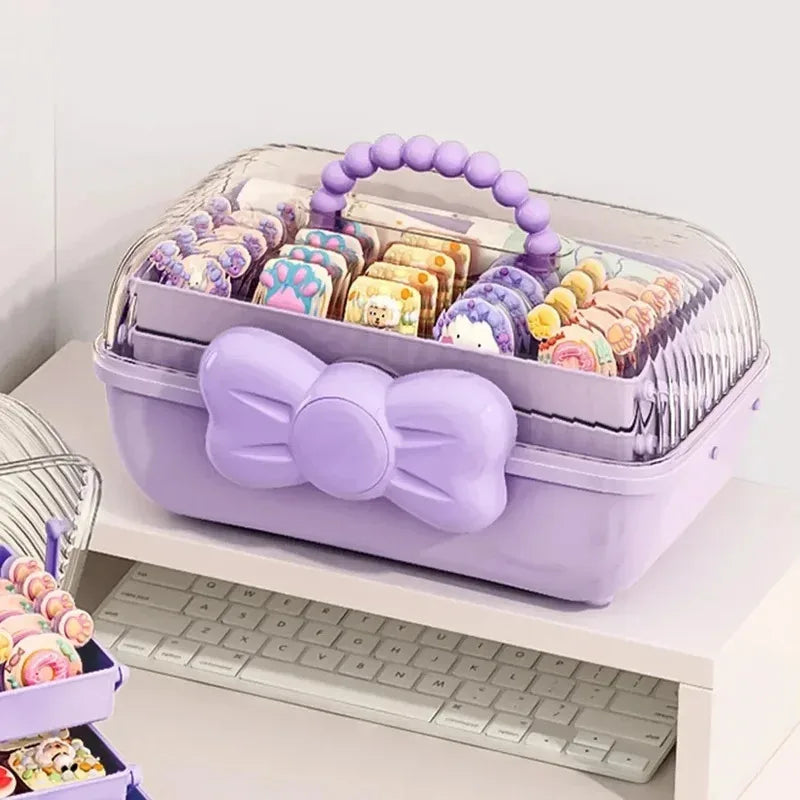 Cute Bowknot Multi-Layer Hairpin Storage Box Girls Jewellery Box Children'S Hair Accessories Storage Box Toy Storage Box