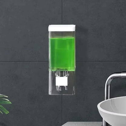 Homefish Wall Mounted Manual Press Soap Dispenser Punch-Free Traceless Installation Transparent Disinfectant Bottle for Bathroom