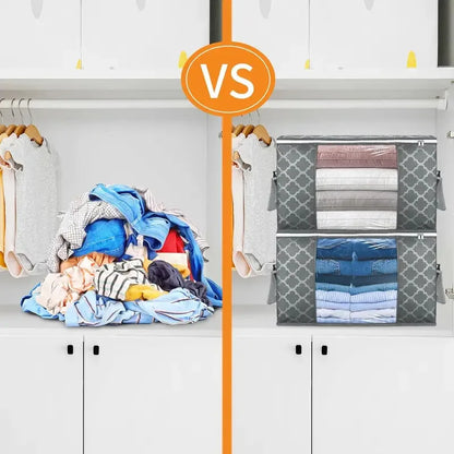 Large Capacity Clothes Storage Bag Foldable Dustproof Blanket Cotton Quilt Storage Containers for Organizing Bedroom Closet Bag