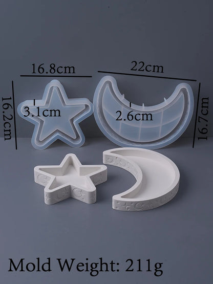 DIY Star Moon Plaster Tray Silicone Mold Creative Jewelry storage Plate Storage Box Flowerpot Ornament Making Mold Home Decor