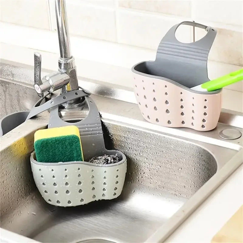 Home Storage Drain Basket Kitchen Sink Holder Adjustable Soap Sponge Shlf Hanging Drain Basket Bag Kitchen Accessories