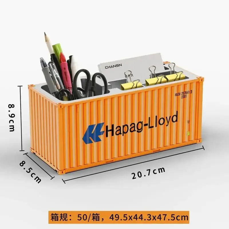 Miniature Realistic Shipping Container Model Simple Multifunctional Office Desktop Pen Holder Storage Box Home Decor Craft