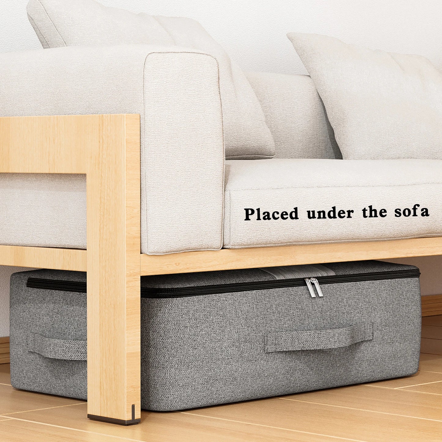 1PC large bed bottom storage bag Clothing organizer zipper folding organizer Bedroom shelf wardrobe gray