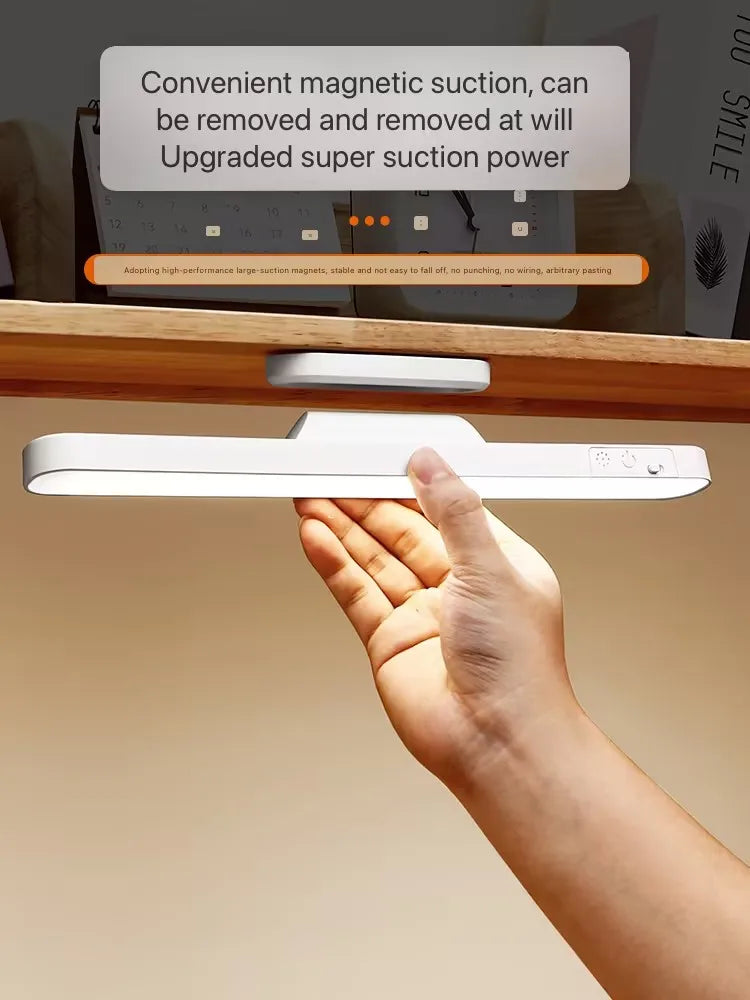 HOMEFISH LED Desk Lamp Magnetic Hanging Night Light USB Rechargeable Table Lamp 3 Colors Reading Light For Cabinet Closet