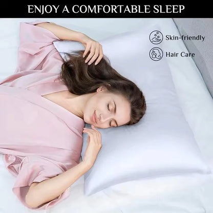 2pcs Satin Silk Pillowcase for Hair and Skin, Coral Pillow Cases Standard Size Set of Super Soft Pillow Case