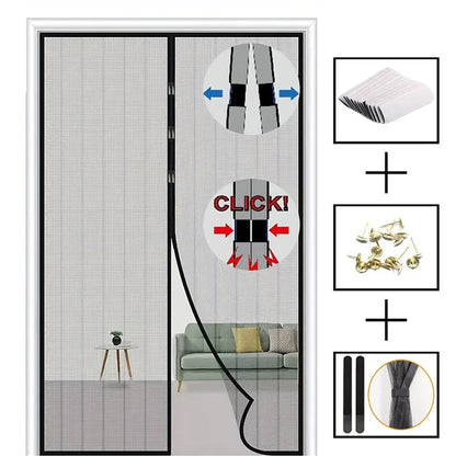 Magnetic Screen Door Curtain Anti Mosquito Insect Fly Bug Polyester Soft Door Curtain Easy Installation Auto-Close Door Mesh