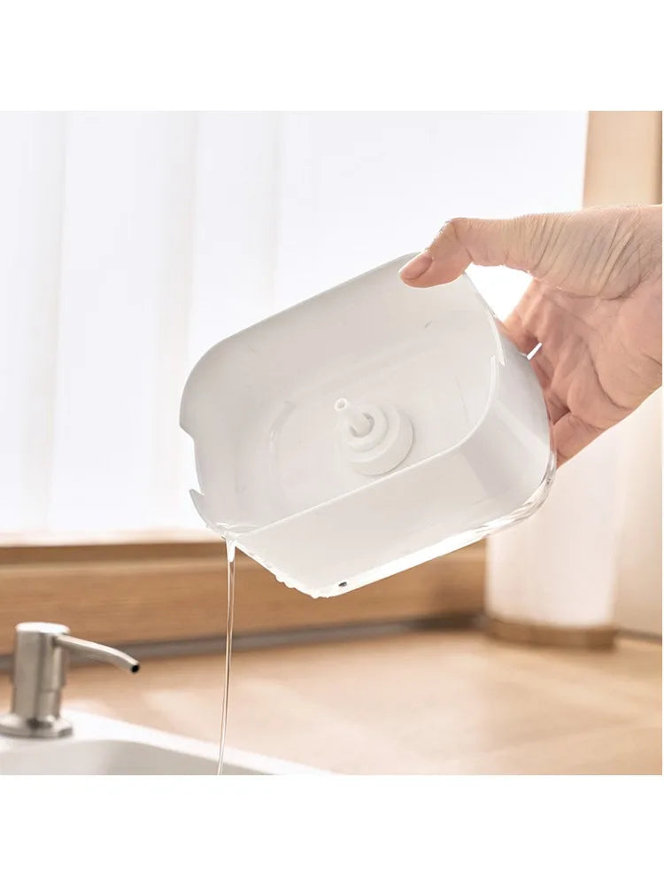 Soap Dispenser Box Press Dispenser Scrubbing Liquid Container Kitchen Bathroom Automatic Detergent Foam Box with Sponge Holder