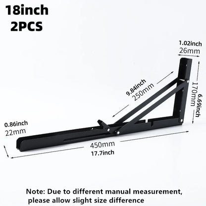 2PCS Heavy Duty Triangle Folding Angle Shelf Bracket Stainless Steel Collapsible Shelf Bracket for Table Work Bench Wall Mounted