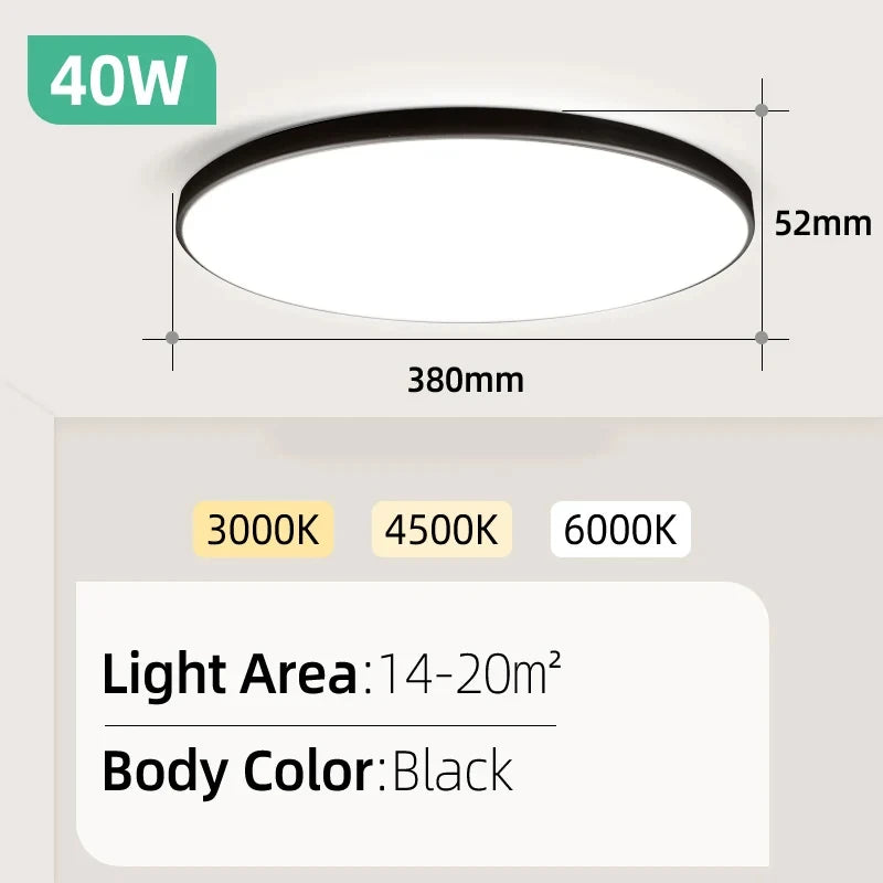 Led Ceiling Lamp 110-265V Ultra Thin Panel Led Light for Living Room Bedroom Indoor Lighting 20W 30W Square Round Ceiling Lights