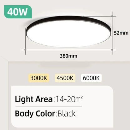 Led Ceiling Lamp 110-265V Ultra Thin Panel Led Light for Living Room Bedroom Indoor Lighting 20W 30W Square Round Ceiling Lights