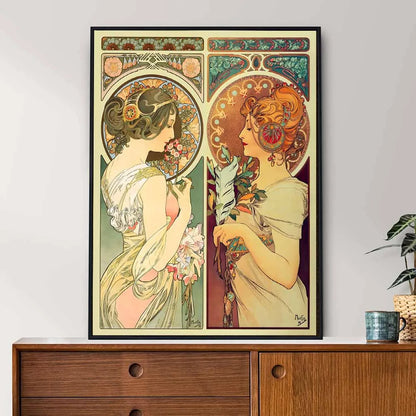 Art Nouveau Retro Poster Abstract Wallpaper Print Canvas Painting Wall Art Picture for Living Room Home Decor Aesthetic Mural
