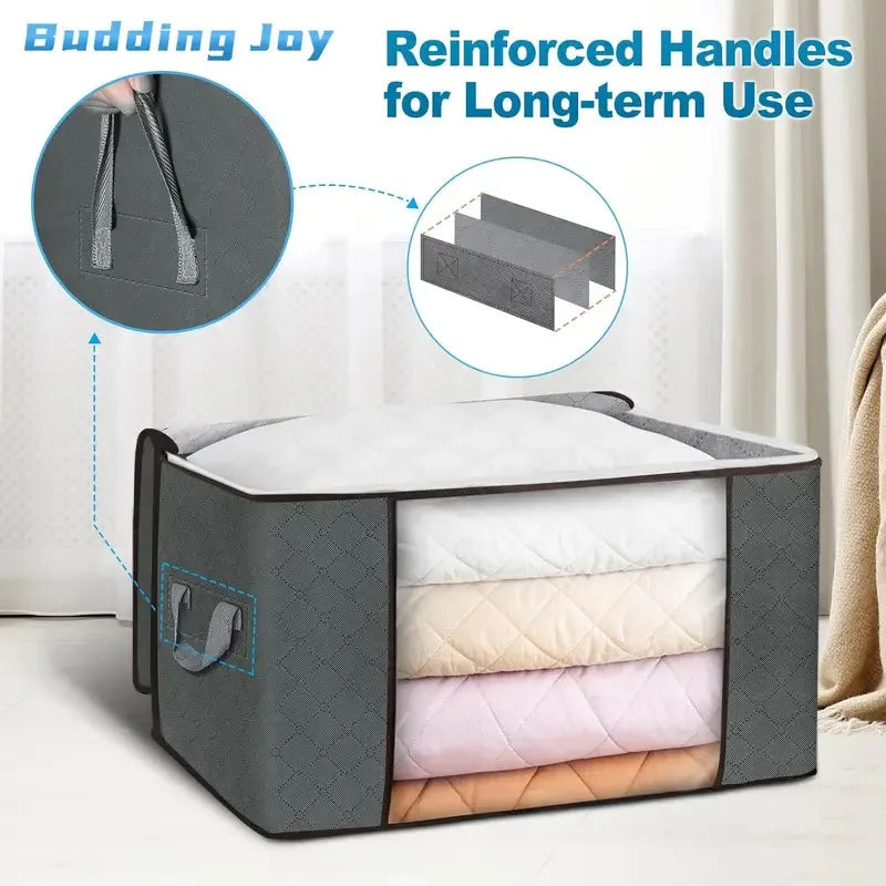 Large Capacity Clothes Storage Bag Foldable Dustproof Blanket Cotton Quilt Storage Containers for Organizing Bedroom Closet Bag