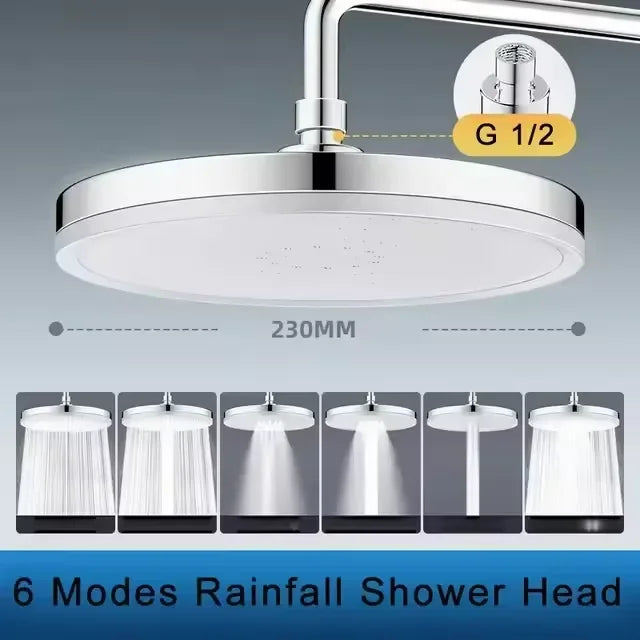 High Pressure Top Rain Shower Heads 6 Modes Rainfall Shower Head Bathroom  Shower Faucet Accessories With Filter