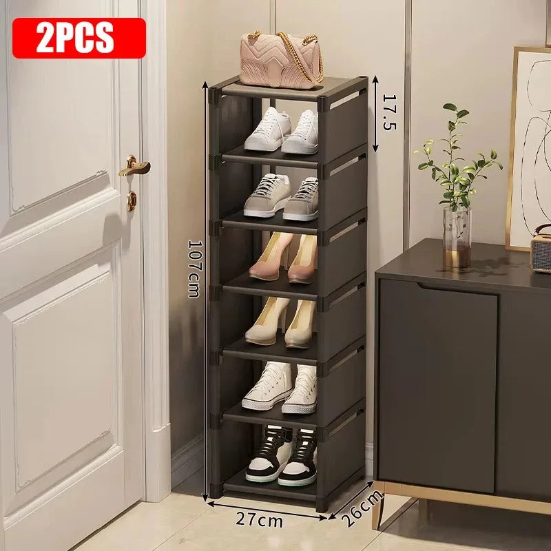 Stackable Shoe Rack Organizer Non-Woven Fabric Space Saving Entryway/Closet/Underbed Storage Home Organization Easy Assembly