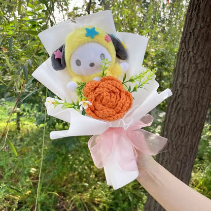 Kawaii Hello Kitty Cat Dolls With Artificial Flowers Creative Bouquet Christmas Valentine Birthday Graduation Gifts