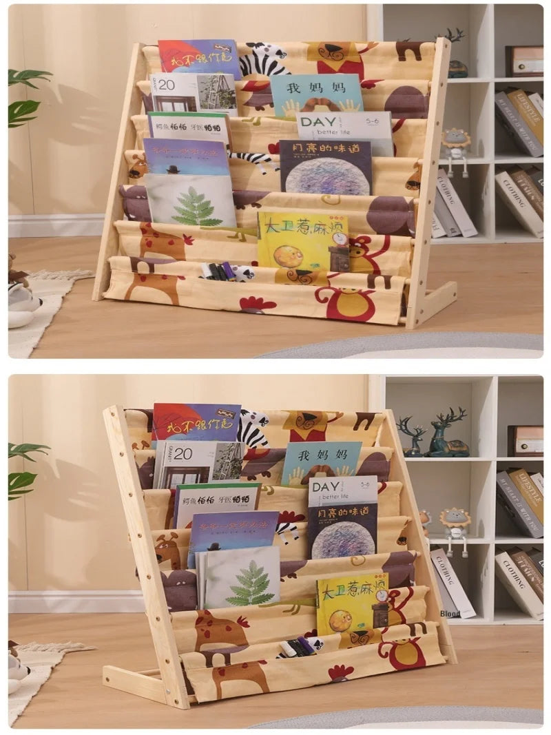Solid Wood Bookshelf Children's Floor-Standing Bookcase Multi-Layer Storage Storage Bookshelf Model Storage Rack Bookshelf