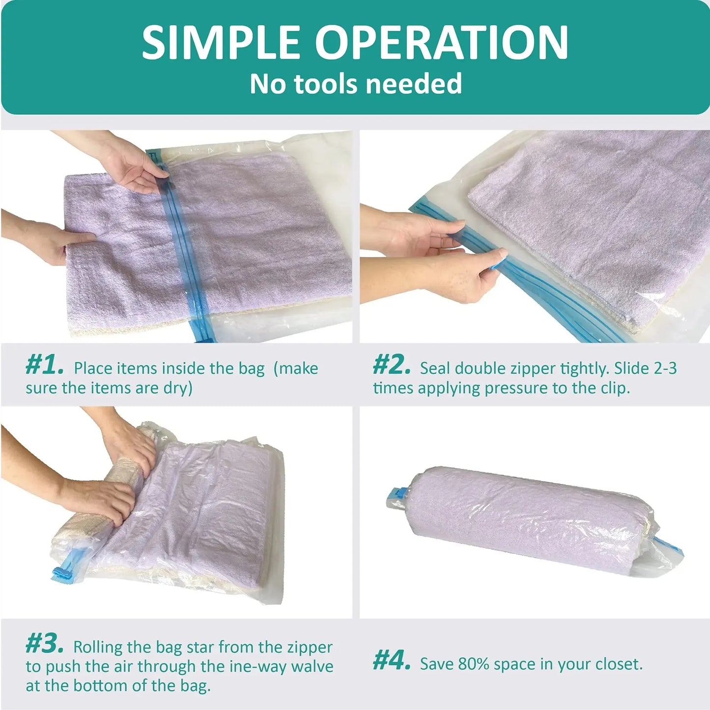 Roll Up Travel Space Saver Storage Bags for Luggage Clothes Cruise Ship Essentials Home Packing-Organizer