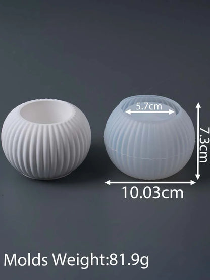 S/M/L Stripe Candle Cup Silicone Mold DIY Handmade Round Flowerpot Plaster Resin Candlestick Craft Casting Molds Home Decor