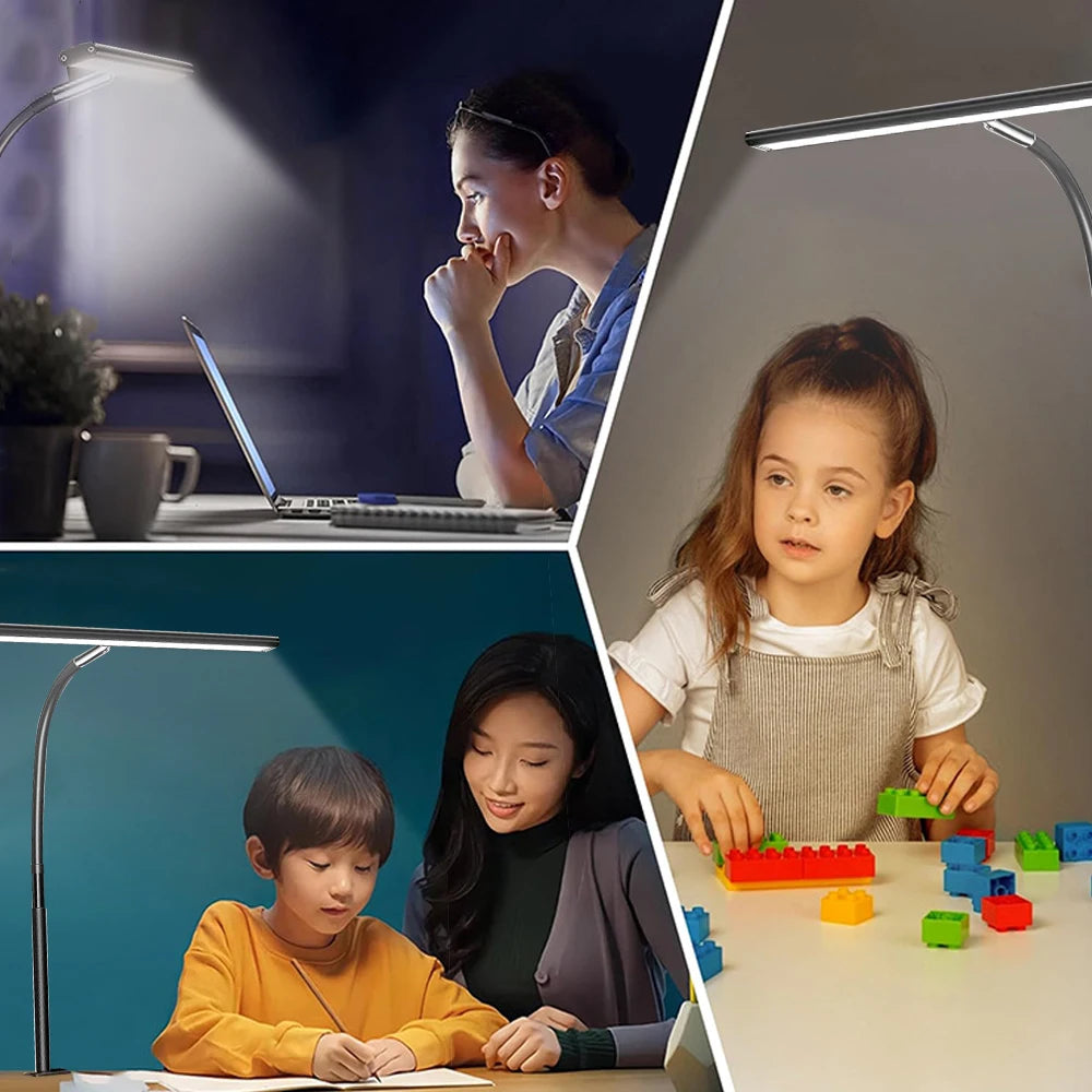 LED Eye-Caring Computer Monito Desk Lamp 10 Level Dimming 3 Color Mode Flexible LED Architect Table Light Reading Lamp for Home
