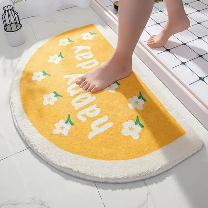 VIKAMA Imitation Cashmere Simple Semi-Circular Bathroom Bathroom Waterproof Floor Mat Household Living Room Bedroom Door Mat