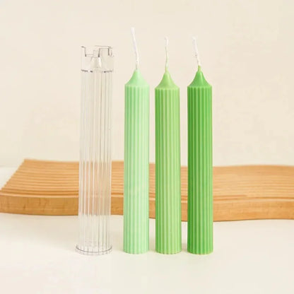 Gear Peaked Cylindrical Rod Candle Mold Diy Pinstripe Cylindrical Candle Making Supplies Acrylic Pc Plastic Mould Kit Home Decor