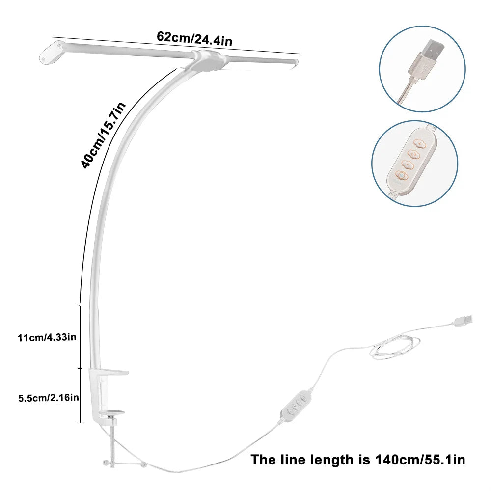 LED Eye-Caring Computer Monito Desk Lamp 10 Level Dimming 3 Color Mode Flexible LED Architect Table Light Reading Lamp for Home