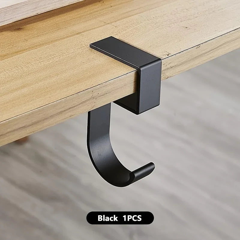 Aluminum Desk Hook Organizer Anti-Slip Design Sleek Black White for Office Student Desk Organization Bag Storage Utility Hooks