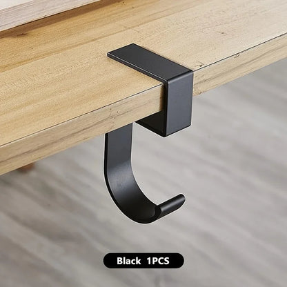 Aluminum Desk Hook Organizer Anti-Slip Design Sleek Black White for Office Student Desk Organization Bag Storage Utility Hooks