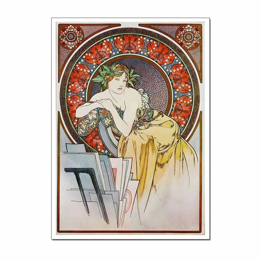 Art Nouveau Retro Poster Abstract Wallpaper Print Canvas Painting Wall Art Picture for Living Room Home Decor Aesthetic Mural