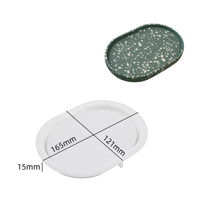 Oval Tray Cement Silicone Mold DIY Jewelry Display Panel Mould Concrete Plaster Resin Crystal Storage Coaster Molds Home Decor