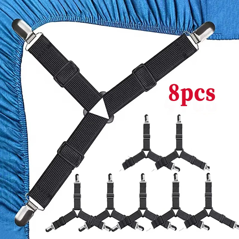 Triangle Bed Sheet Holders Fitted Sheet Clips Adjustable Sheet Suspenders Mattress Gripper Clips for Bed Mattress Cover