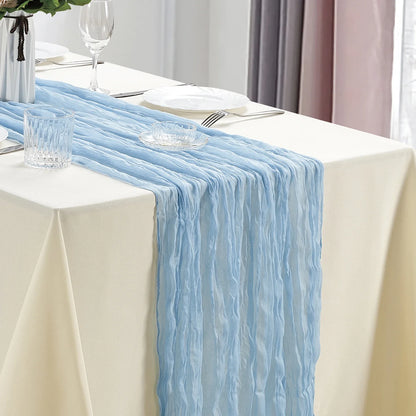 10Pcs CheeseCloth Table Runner, 40x270cm Boho Gauze Fabric Rustic Sheer TableRunner for Wedding Bridal Shower Party Banquet