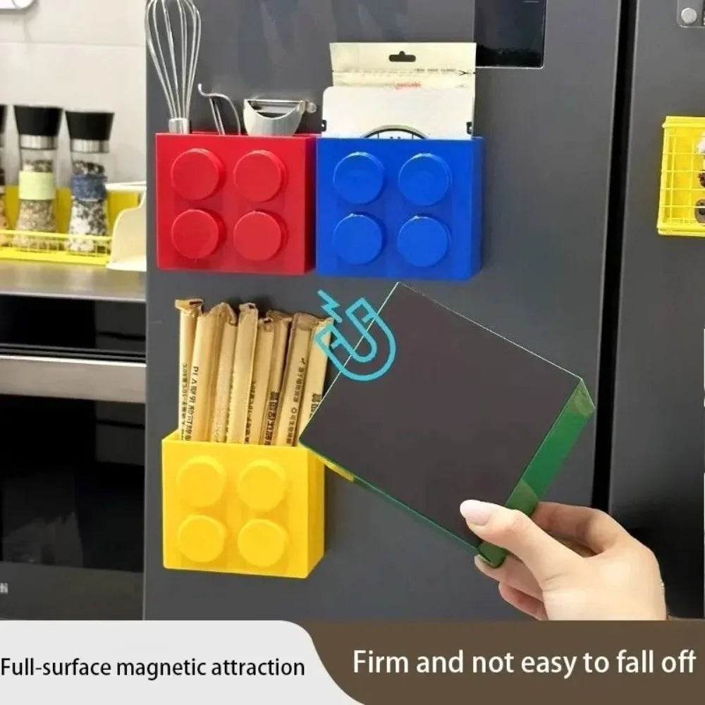 Magnetic Wall-mounted Narrow-edge Kitchen Straw, Cling Film Storage Box, Refrigerator Side Storage Rack