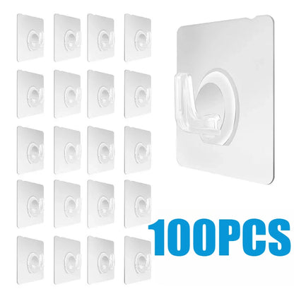 30PCS Wall Hooks Transparent Strong Self Adhesive Key Towel Door Wall Hanger Hanging Kitchen Bathroom Accessories Hooks