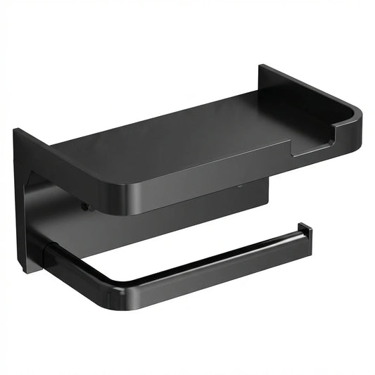 1 Pack Wall-Mounted No-Drill Toilet Paper Holder with Shelf Phone Holder Bathroom Tissue Roll Dispenser Polypropylene Material