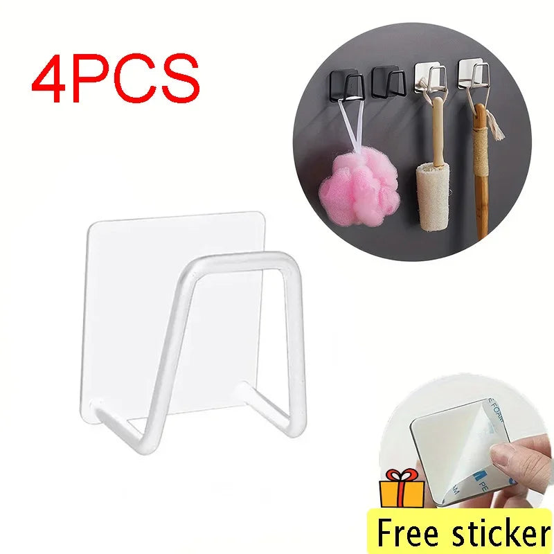 1-5Pcs Kitchen Sink Sponge Rack Drain Storage Holder Self Adhesive Stainless Steel Wire Ba Il Rag Brush Organizer Wall Hooks