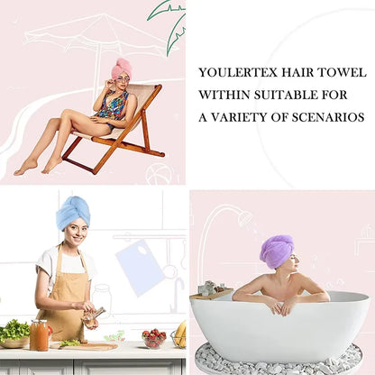 Women's Microfiber Hair Towel Wrap, Ultra Absorbent Quick Dry Hair Turban, Shower Spa Head Drying Hat