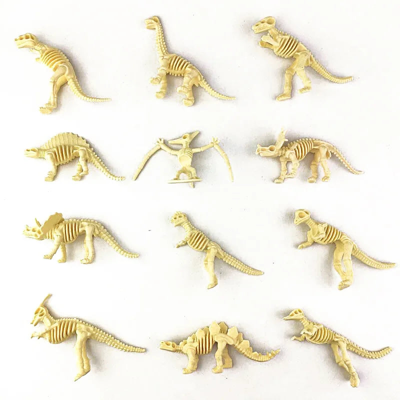 12pcs/set Jurassic Dinosaurs Skeleton Model Archaeology Tyrannosaurus Pterosaur Home Decor Toys For Children Christmas Gifts