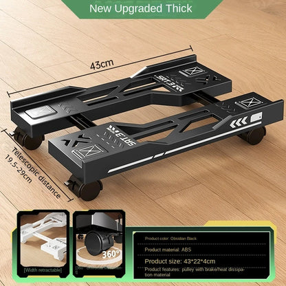 Mobile PC Tower Stand Adjustable Shelf Computer CPU Holder Telescopic Desktop Stand Computer Bracket Cart With Rolling Caster