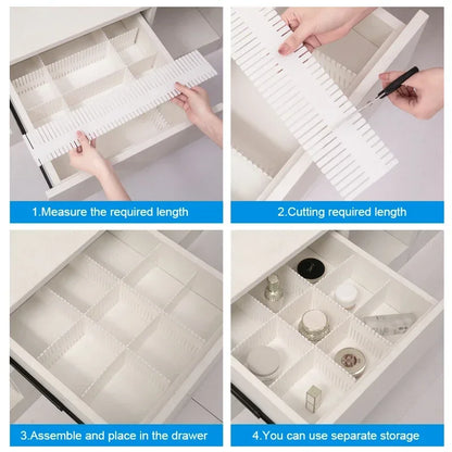 4/8 Pieces Adjustable Drawer Divider Partition Durable Storage Cosmetic Socks Underwear Drawer Clothes Organizer Cabinets